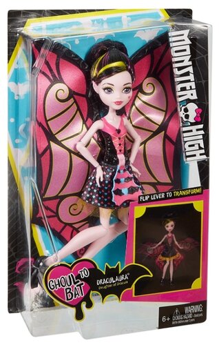 Кукла Monster High Трансформирующийся монстрик Дракулаура, 30 см, FNC17 Кукла Monster High Трансформирующийся монстрик Дракулаура, 30 см, FNC17
