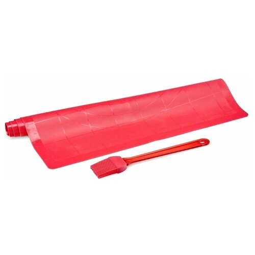 фото Набор: коврик для раскатки теста и кисточка walmer smart, цвет красный