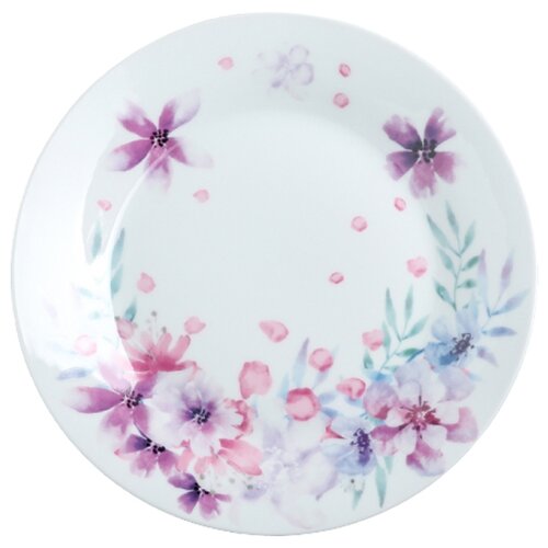 фото Доляна тарелка обеденная флора 24 см белый/фиолетовый
