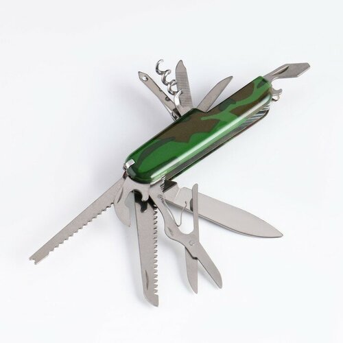фото Нож швейцарский камуфляж зеленый 12в1 mikimarket