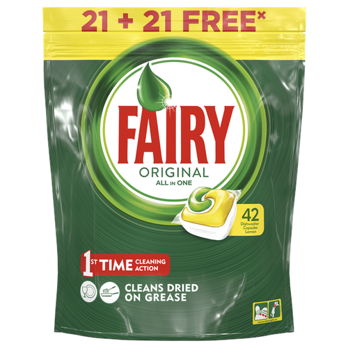 фото Fairy Original All in 1 капсулы (лимон) для посудомоечной машины 42 шт. 0.57 кг