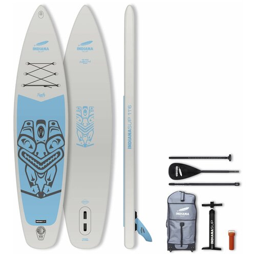 фото Доска sup надувная indiana 11'6 family pack grey with 3-piece carbon/fibreglass/composite paddle