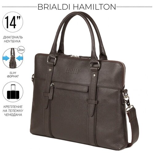 фото Деловая сумка brialdi hamilton relief brown коричневый