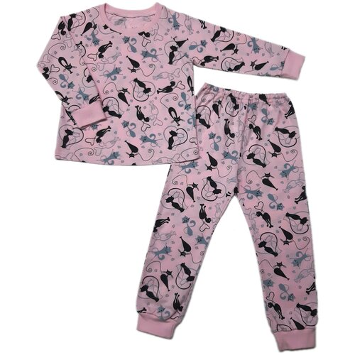 фото Пижама золотой ключик, брюки, лонгслив, пояс на резинке, без карманов, рукава с манжетами, брюки с манжетами, размер 110 (28), розовый