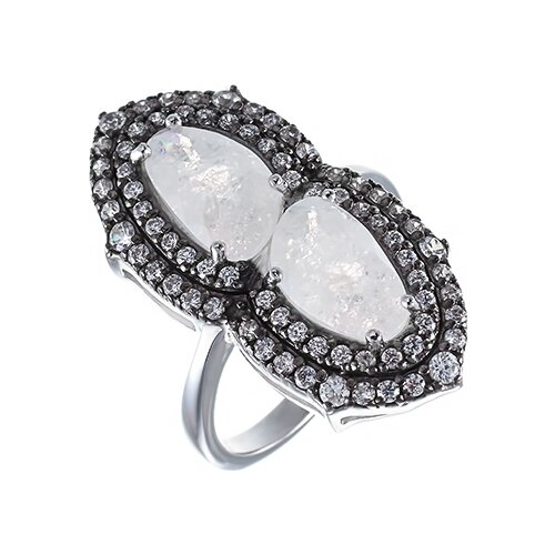 фото Jv кольцо с стеклом и фианитами из серебра se2582-r-ko-us-002-wg, размер 17