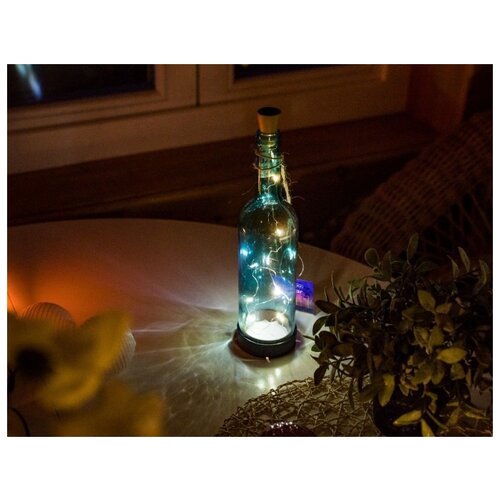 фото Садовая гирлянда для бутылки на солнечной батарее роса, 8 тёплых белых led-огней, 75 см, kaemingk 895306