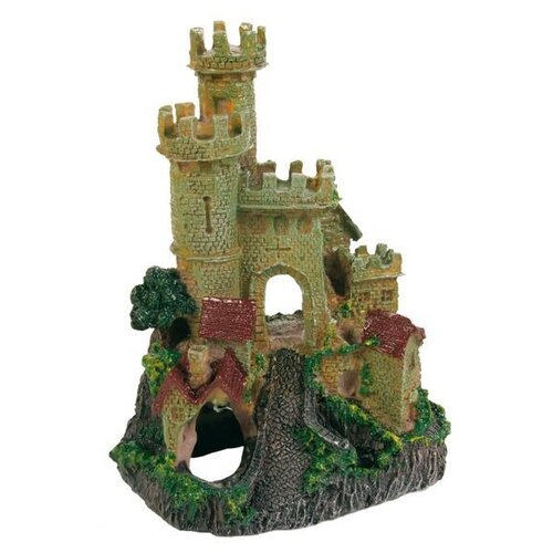 фото Грот trixie замок, три башни высота 17 см зеленый/коричневый/красный/серый