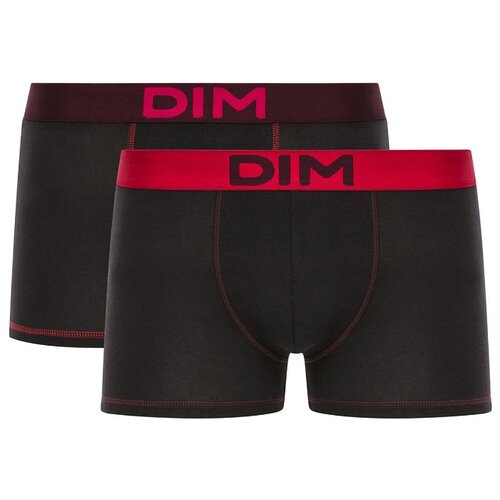 фото Dim набор трусов боксеры mix and colors с профилированным гульфиком, 2 шт., размер 4, черный/красный/баклажановый