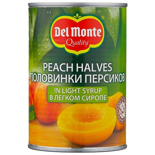фото Консервированные персики Del Monte половинки в легком сиропе, жестяная банка 420 г