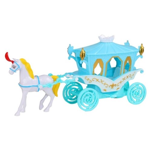 фото Игровой набор для детей. карета с лошадкой, тм "amore bello", световые и звуковые эффекты, батарейки в комплекте, цвет голубой