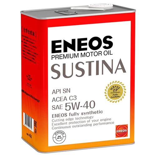 фото Синтетическое моторное масло eneos sustina premium motor oil sn 5w-40, 4 л