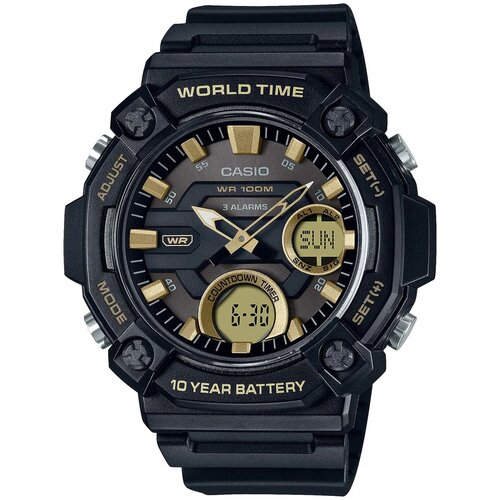 фото Наручные часы casio наручные часы casio aeq-120w-9a, черный, золотой