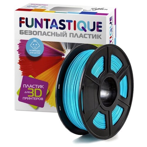 фото Пластик в катушке для 3d принтера funtastique (pla, 1.75 мм, 1 кг) голубой