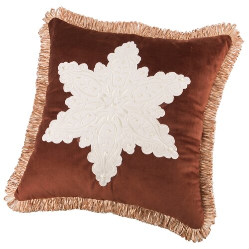 фото Декоративная подушка santalino 46*46 см, снежинка п/э 100%, коричневая (850-817-07)