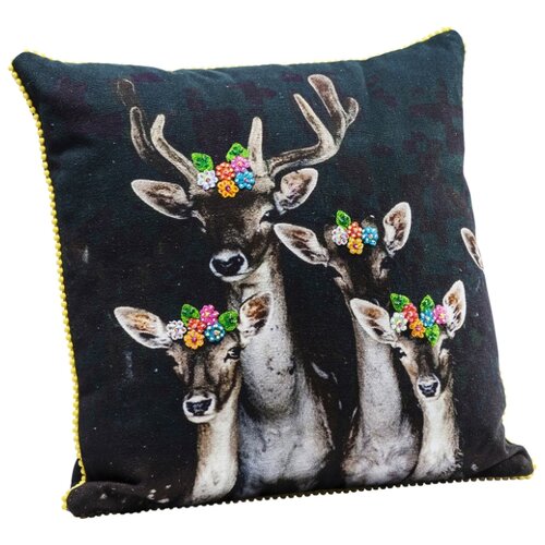 фото Kare design подушка deer sisters, коллекция "две оленихи" 45*45*5, хлопок, полиэстер, черный