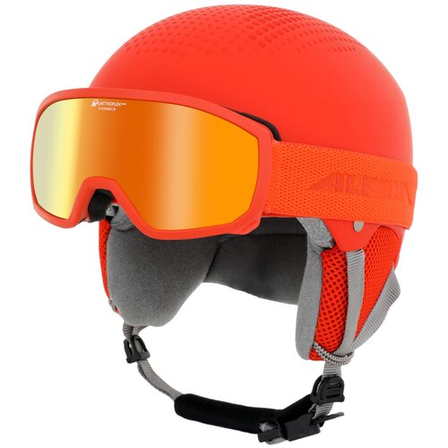 фото Зимний шлем с визором alpina 2022-23 zupo set (+scarabeo jr.) pumpkin-orange matt (см:51-55)
