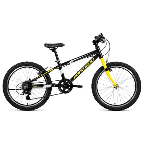 фото Подростковый горный (mtb) велосипед forward rise 20 2.0 (2020) черный/желтый 10.5" (требует финальной сборки)