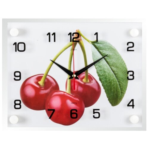 фото Часы настенные "вишня с листом", 2026-337 рубин