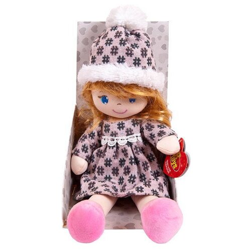 фото Мягкая игрушка abtoys кукла кукла мягконабивная в шапочке и фетровом платье 36 см