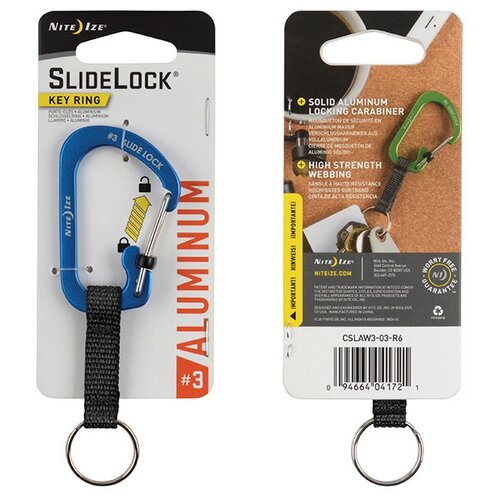 фото Карабин с блокировкой nite ize slidelock key ring aluminum, размер 3 синий