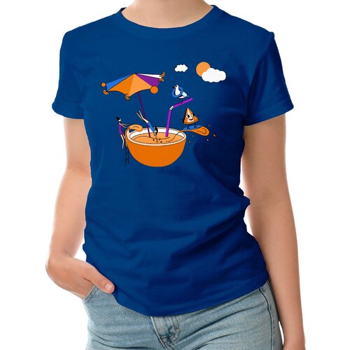 фото Женская футболка «апельсиновое лето. освежающий бассейн.» (s, темно-синий) roly