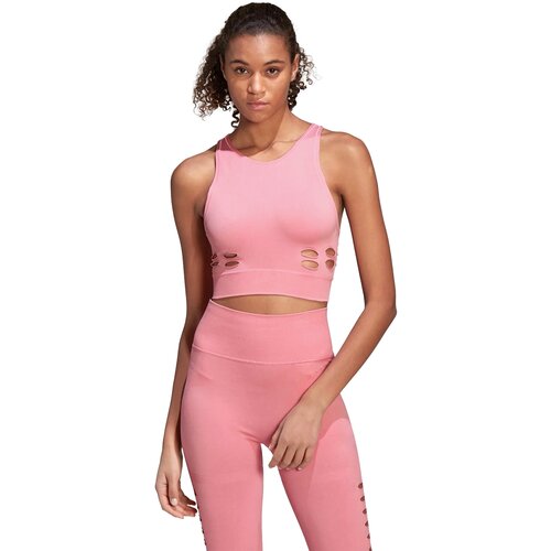 фото Топ adidas by stella mccartney truepurpose yoga knit crop, силуэт прилегающий, размер s int, розовый