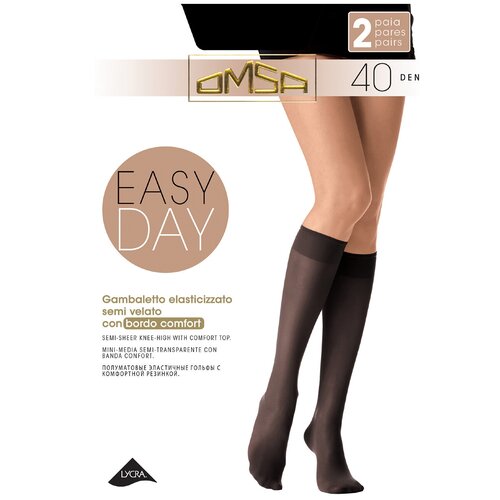 фото Капроновые гольфы omsa gambaletto easy day 40 den, 2 пары, размер 1/2 (s/m), nero