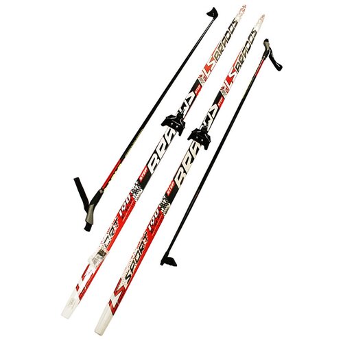 фото Лыжный комплект (лыжи + палки + крепления) 75 мм 195 степ, brados ls sport red stc