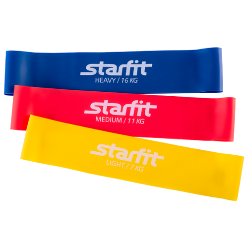 фото Набор резинок для фитнеса 3 шт. starfit es-203 50 х 5 см красный/желтый/синий