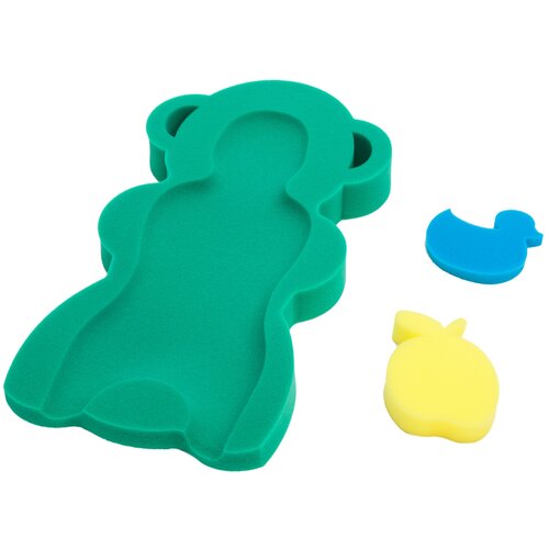 фото Набор для купания "everflo", 2 губки, матрасик для ванны, цвет зеленый