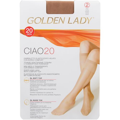 фото Капроновые гольфы golden lady ciao 20 den, 2 пары, размер 0 (one size), melon