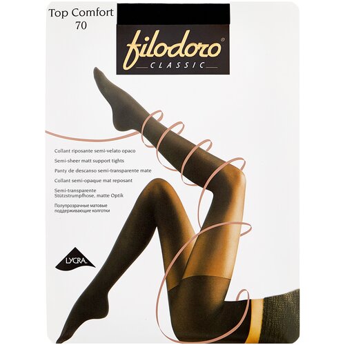фото Колготки filodoro classic top comfort, 70 den, с ластовицей, утягивающие, с шортиками, матовые, размер 3, черный