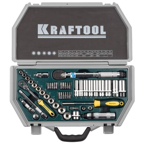 фото Набор автомобильных инструментов kraftool 27975-h49, 49 предм., серый/зеленый