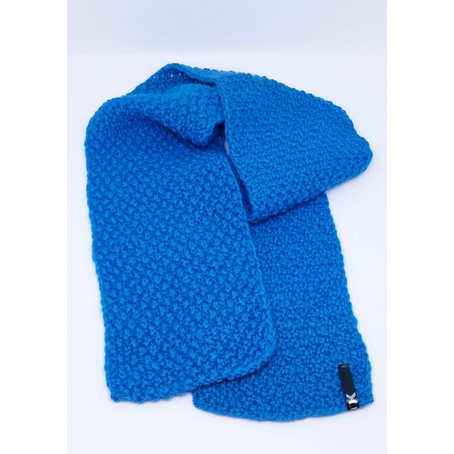 фото Шарф , шерсть, вязаный, ручная работа, 110 см, синий ok hand made knit