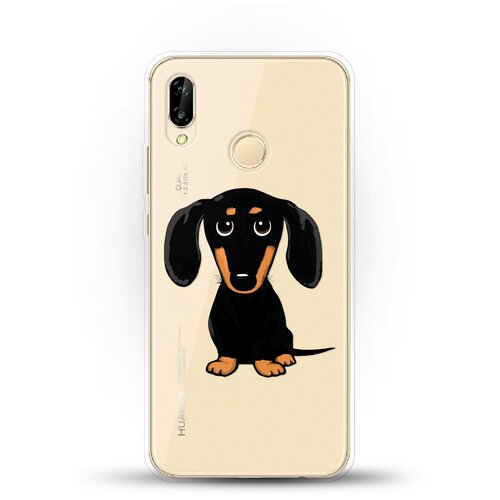 фото Силиконовый чехол черная такса на huawei p20 lite andy & paul