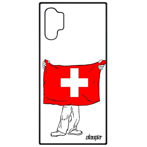 фото Чехол для samsung galaxy note 10 plus, "флаг швейцарии с руками" туризм страна utaupia