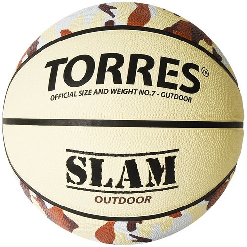 фото Баскетбольный мяч torres slam b02067, р. 7 бежевый/хаки