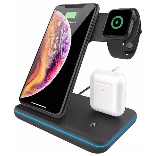 фото Беспроводная зарядная станция 3 в 1 ipower pro 309b (iphone+apple watch+airpods) черная