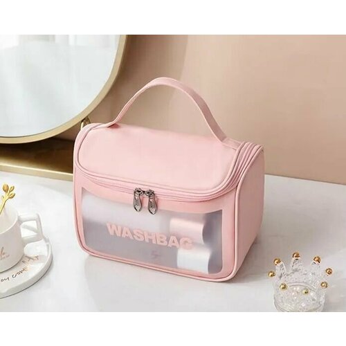 фото Washbag 22х16х13. cумка для косметики, дорожная косметичка, сумочка для душа, органайзер для бассейна. цвет розовый нет бренда