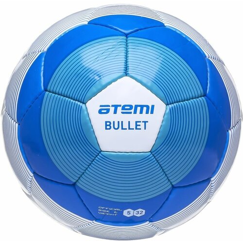 фото Мяч футбольный atemi bullet, pu, сине/бел, р.5 , р/ш, окруж 68-70
