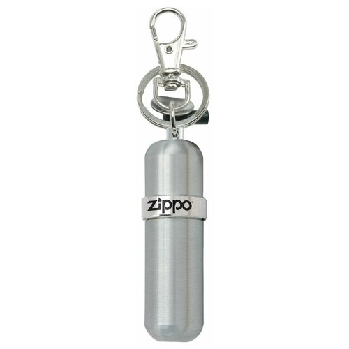 фото Zippo брелок с баллончиком для топливо, алюминий, резиновый чехол для двух кремней, серебристый