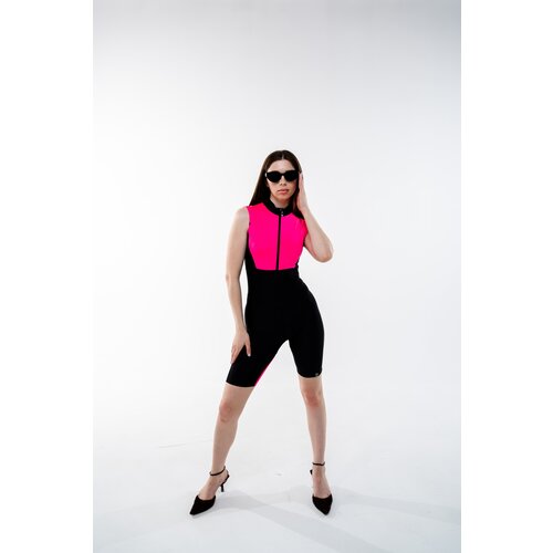 фото Комбинезон easygym, спортивный стиль, прилегающий силуэт, размер xs, розовый, черный