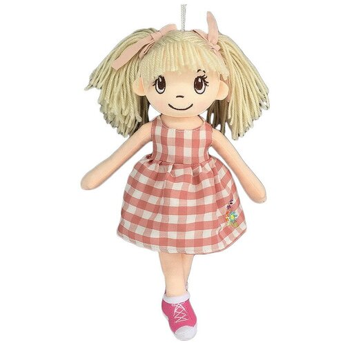фото Игрушка-брелок abtoys кукла в клетчатом платье, 30 см