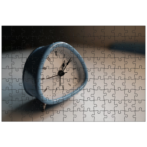 фото Магнитный пазл 27x18см."часы, синий, blur" на холодильник lotsprints