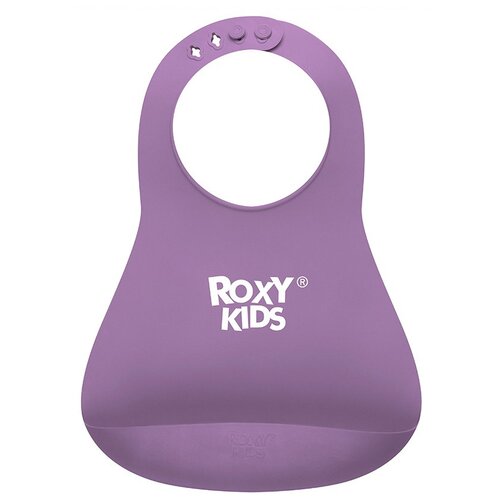фото Roxy-kids нагрудник rb-402 мягкий с кармашком и застежкой, фиолетовый