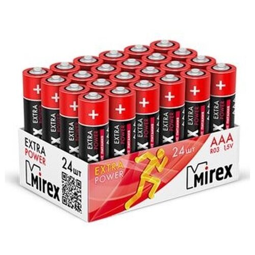 Батарейка AAA солевая Mirex R03, в картоне 24 шт. (showbox) батарейка aa солевая mirex r6 в блистере 4 шт