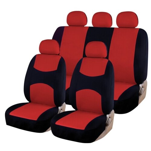 фото Чехлы универсальные на автомобильные сиденья,комплект "casual", полиэстер, черно-красные kraft