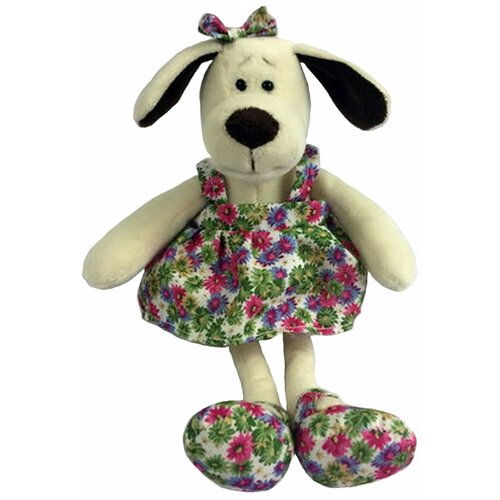 фото Мягкая игрушка abtoys собака в платье с цветами, 16 см