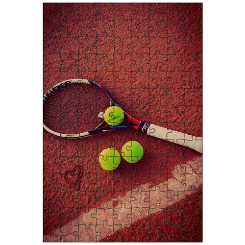 фото Магнитный пазл 27x18см."большой теннис, ракетка, мячи" на холодильник lotsprints