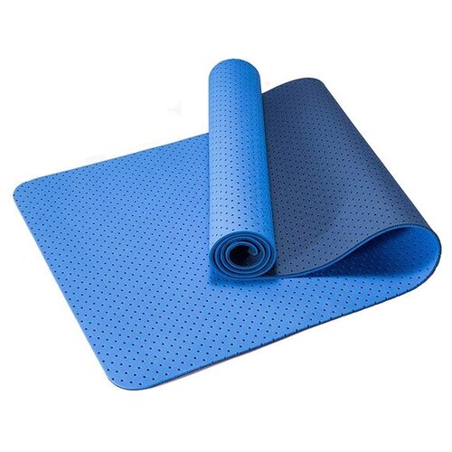 фото Tpe-2t-3 коврик для йоги 2- х слойный тпе 183х61х0,6 см синий/голубой b34508 спортекс sportex